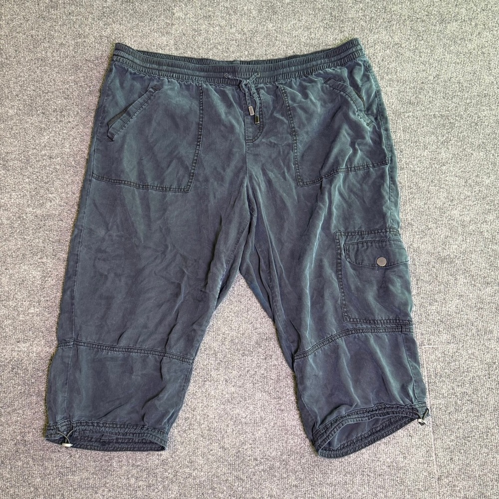 Lane Bryant Lyocell Cargo Capri Pants Plus Size 18/20 Drawstring Hem Black